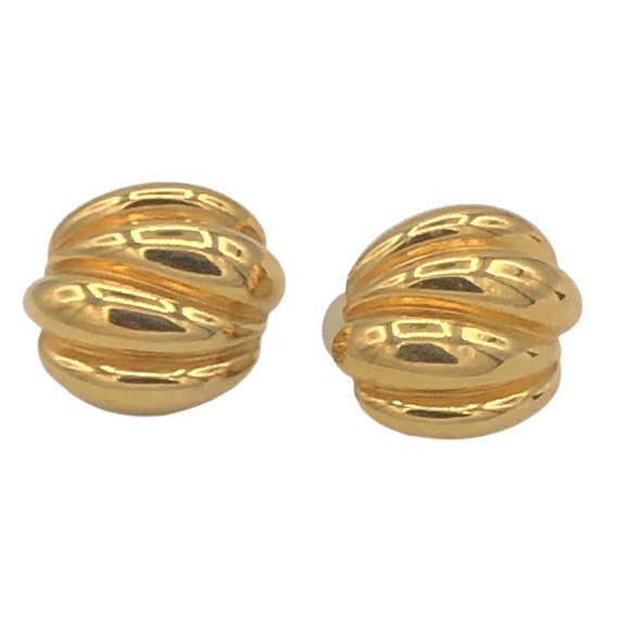 St John Clip On Earrings Gold Tone Chunky Huge Puffy Statement 1980s Jewelry - Picture 6 of 8